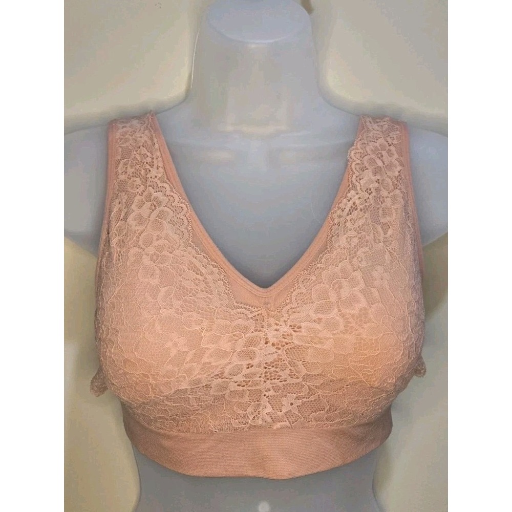 Daisy Fuentes Lace Bralette Set 2 Womens Med Orange & Pink Stretch Comfort Bra